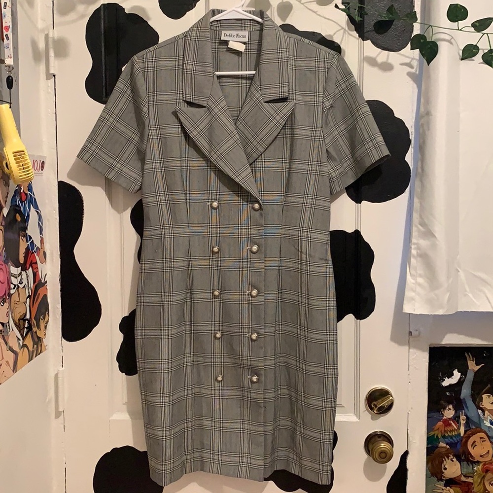 Vintage Plaid Button Front Dress